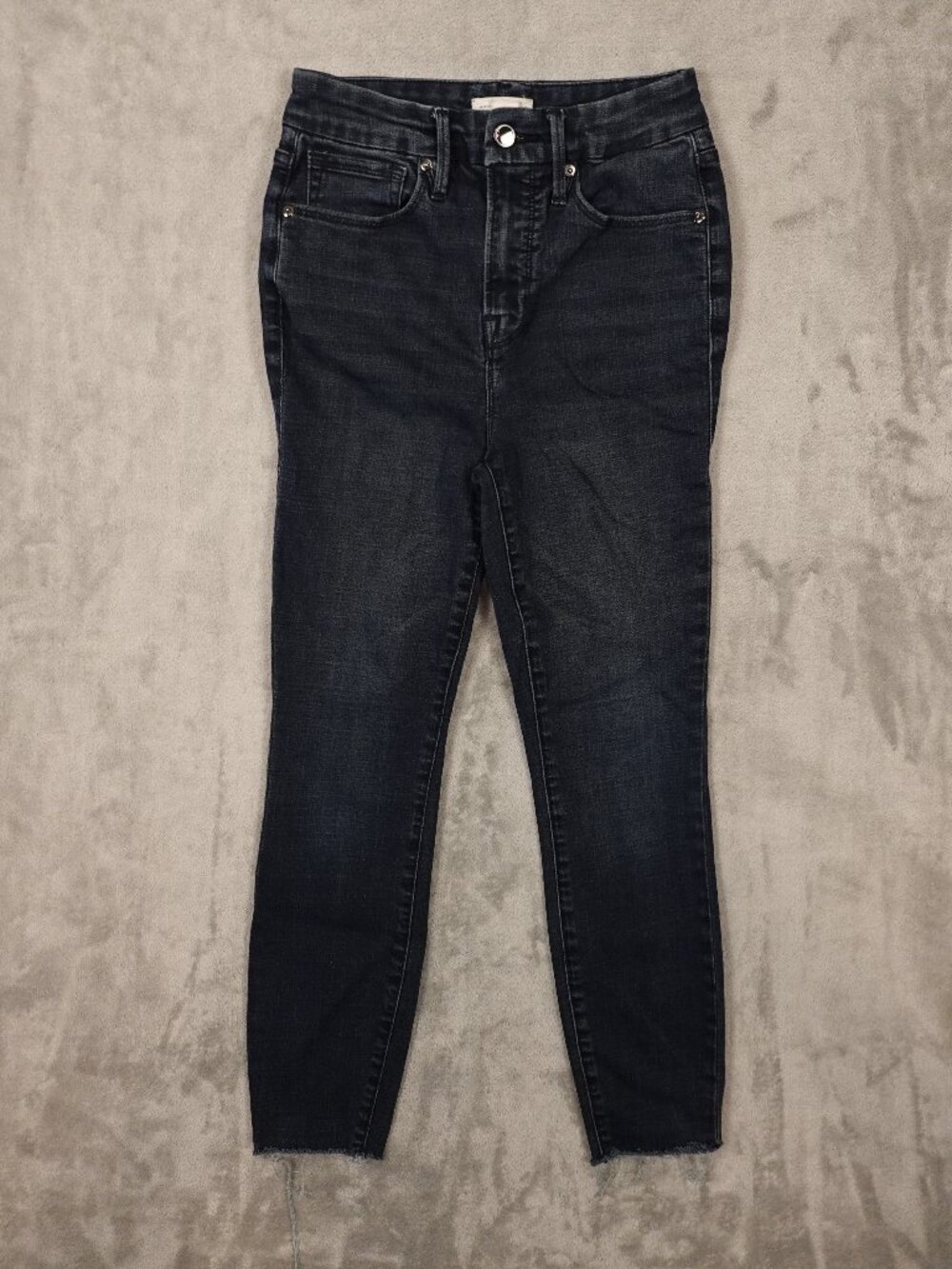 Good American Good Waist Crop Jeans Women's 2/26 Blue Raw Hem Skinny